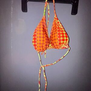 SHEIN Orange and Yellow Polka Dot Bikini Top